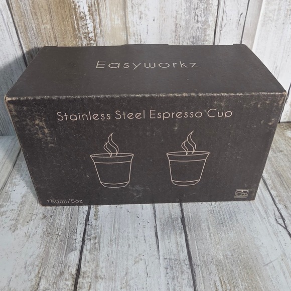 Easyworkz Other - Easyworkz Stainless Steel Espresso Cup Set 2pc 5oz Double Wall EZ-MG100B Silver